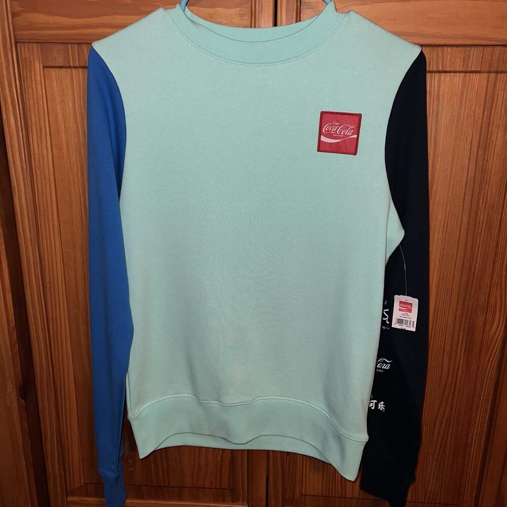 Coca-Cola Pastel Embroidered Sweatshirt Colorblock Women Size S Small NEW RARE
